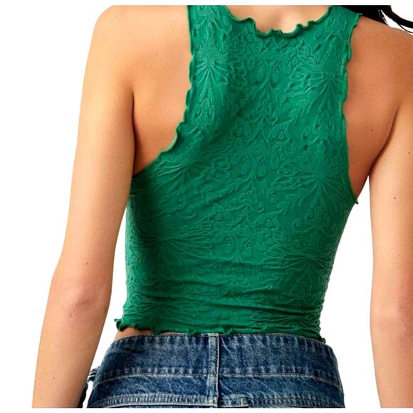 Free People Here For You Cami Lettuce Edges Hem Ivy League M/L - Picture 2 of 12